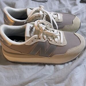New Balance Beige and Gray Athletic Shoes